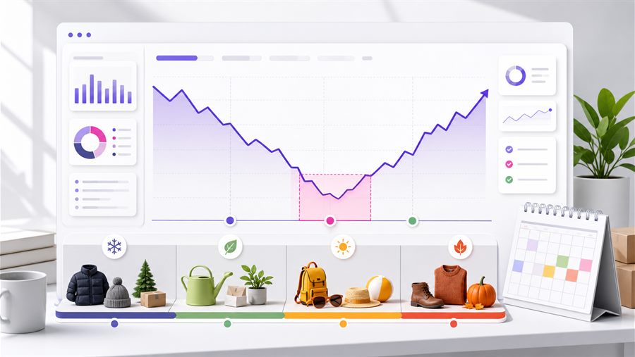 A sales chart recovering from a slow period through seasonal inventory planning.