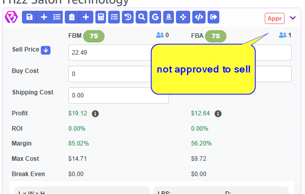 3P Mercury warning that the seller is not approved to sell an Amazon product.
